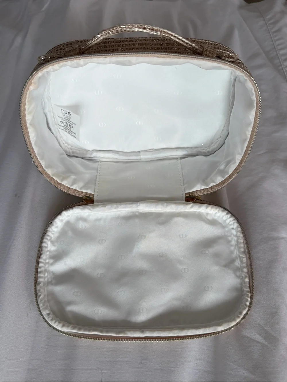 Dior Woven Cosmetic Vanity Case with Metallic Gold Accents